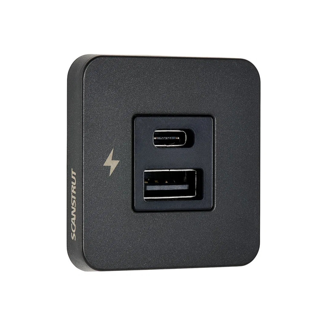 SC-TILE-10 – SCANSTRUT USB Outlet, Marine And Vehicle Use 1 USB-A/ 1 USB-C Fast Charge Socket 10 To 32 Volt DC Input ...